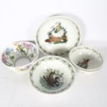 3 Portmeirion Birds Of Britain bowls, largest 32cm, and 1 other Portmeirion bowl (4)