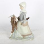 Lladro girl with goat (A/F), 21cm