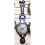 A Regency mahogany banjo barometer, length 95cm