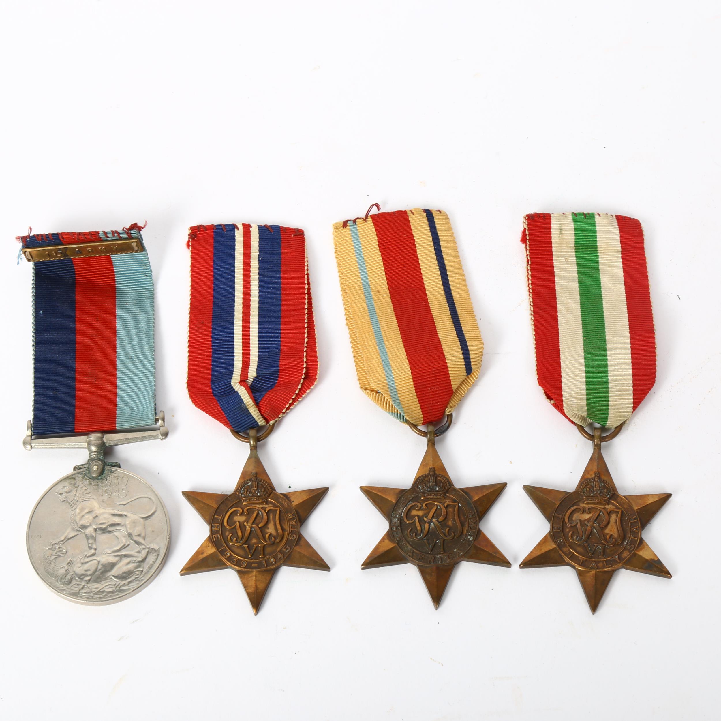 A set of 4 Second World War Service medals, comprising George VI War medal, African Star, 1939 -1945