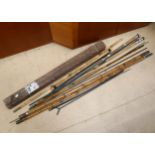 Various Vintage fishing rods, including a Mk IV Carp 550 by R Chapman & Co, 4-piece split-cane rod