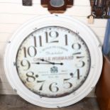 A large modern quartz wall clock, diameter 102cm