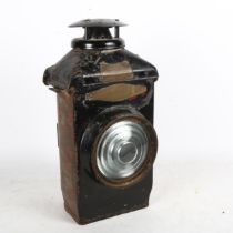 An Adlake no. 22 LMS Railway non-sweating lamp, with original glass, height 37cm Case has general