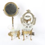Brass double-sided swing dressing table mirror, an embossed brass swing toilet mirror with cherub