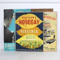 4 early 20th century cardboard pictorial cigarette advertising signs, including Capstan, Faulkner'