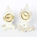 2 similar Sitzendorf porcelain clocks, tallest 25cm