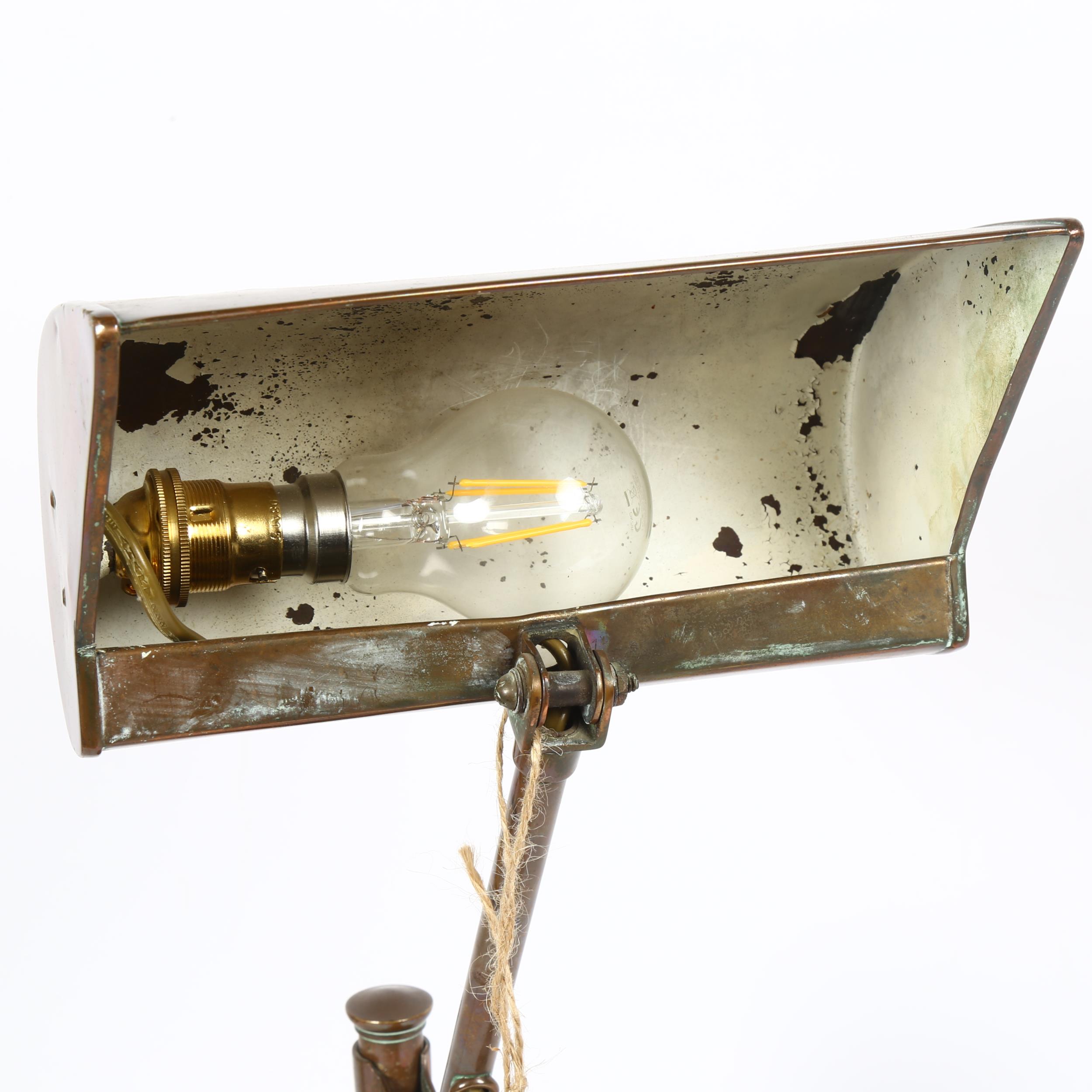 An Antique copper student's desk lamp, with swivel shade, height 43cm - Image 2 of 2