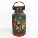 A painted aluminium Bargeware milk churn, height 52cm Body has a few dents and foot has several