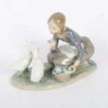 Lladro porcelain girl with ducks, height 16cm