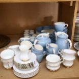 Wedgwood Summer Sky coffee set and matching tea set, including teapot and toast rack, and Royal