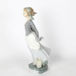 Lladro girl with basket and book, 36cm