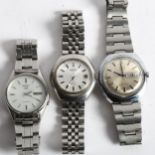 3 mid-century gent's wristwatches, including a Citizen and Seiko automatic, and a Timex wristwatch