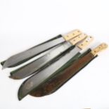 4 steel-bladed machetes, overall length 60cm, with canvas scabbards