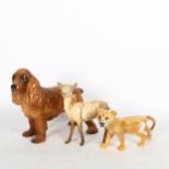 Beswick lion cub and deer, and a Spaniel figure