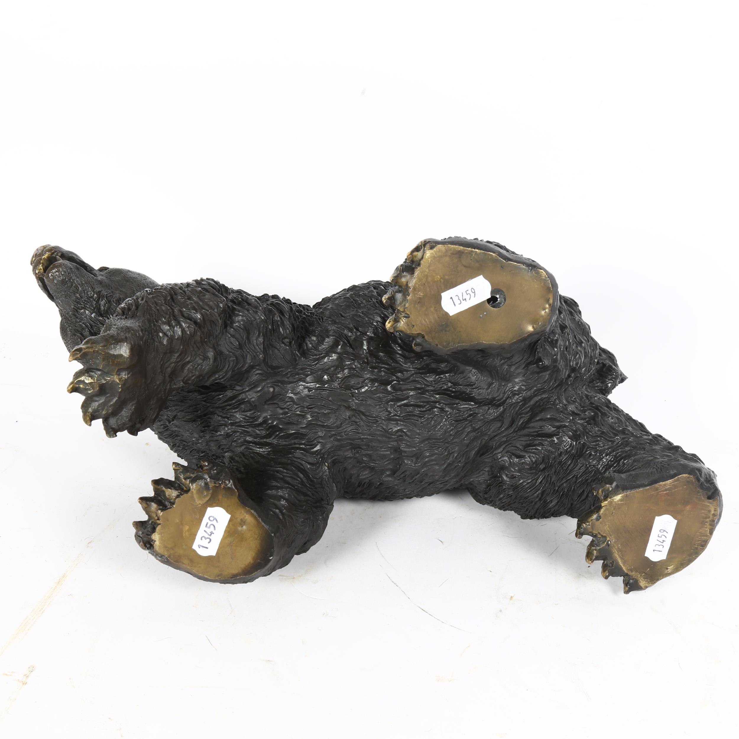 A patinated bronze figural grizzly bear sculpture, unsigned, length 30cm, height 21cm - Image 2 of 2