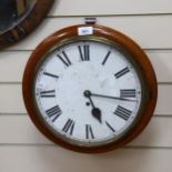 A Victorian mahogany-framed dial wall clock, with fusee movement, no key or pendulum, width 38cm,