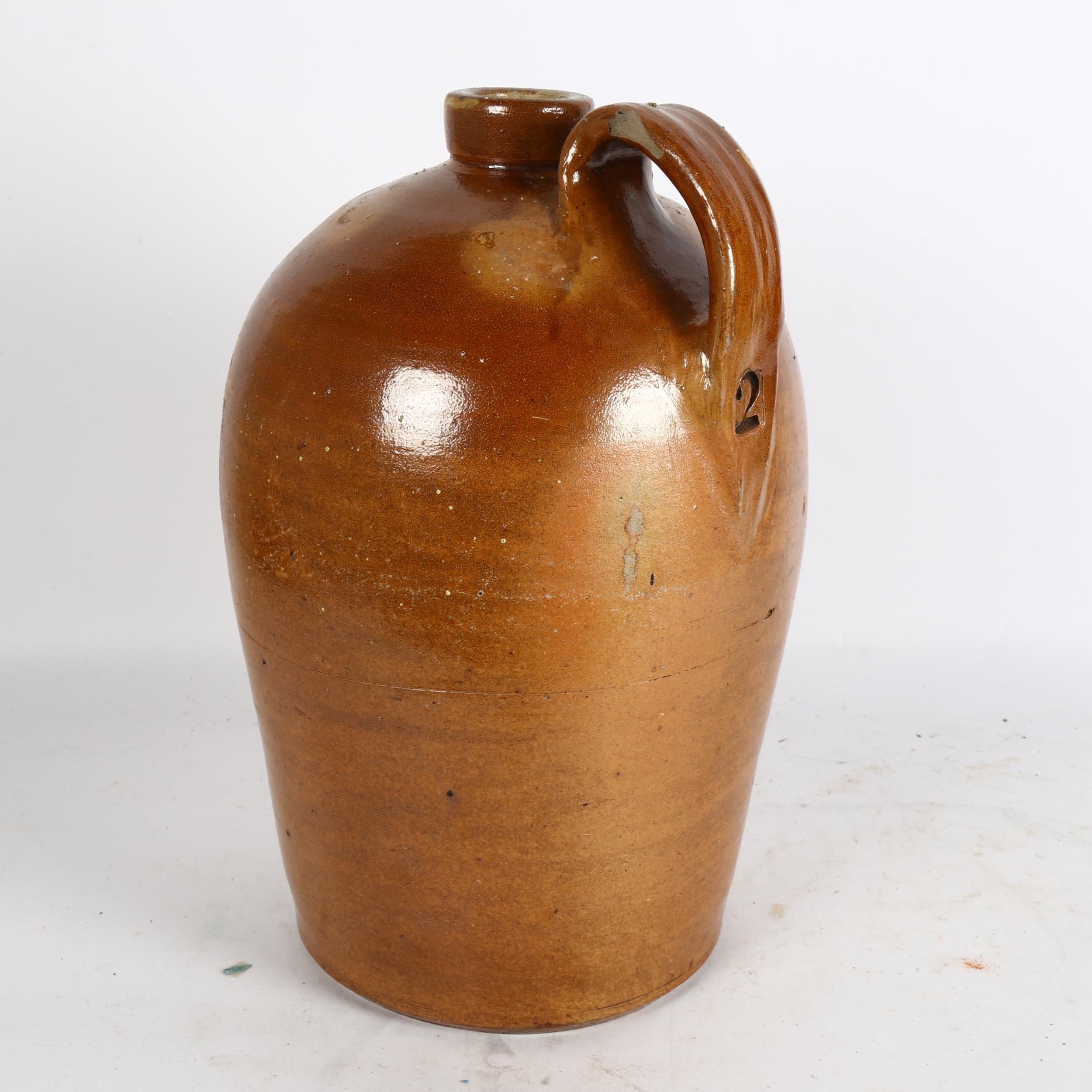 An Antique stoneware flagon, engraved Webb Whitechapel London, Fulham Stone Pottery, height 38cm - Bild 2 aus 2