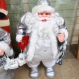 Painted composition Santa Claus figure, in costume with fake fur trim, 80cm