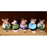 A group of 5 Wade NatWest pig money boxes