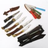 Various hunting knives and throwing knives