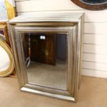 5 modern silver-framed bevel-edge wall mirrors, 68cm x 60cm