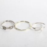 2 silver bangles and a plated bangle (3)