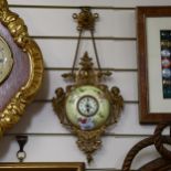 A French style gilt-metal pendulum clock, with key, length 48cm Dial is cracked and chipped, some