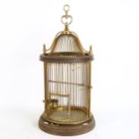 A Vintage French brass bird cage, height 65cm, width 33cm