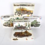 TAMIYA - a selection of model kits, unused, including British Universal Carrier Mk II, and 105mm