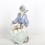 Lladro girl with kittens, 20cm