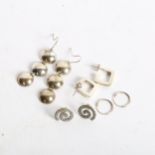 4 pairs of silver earrings