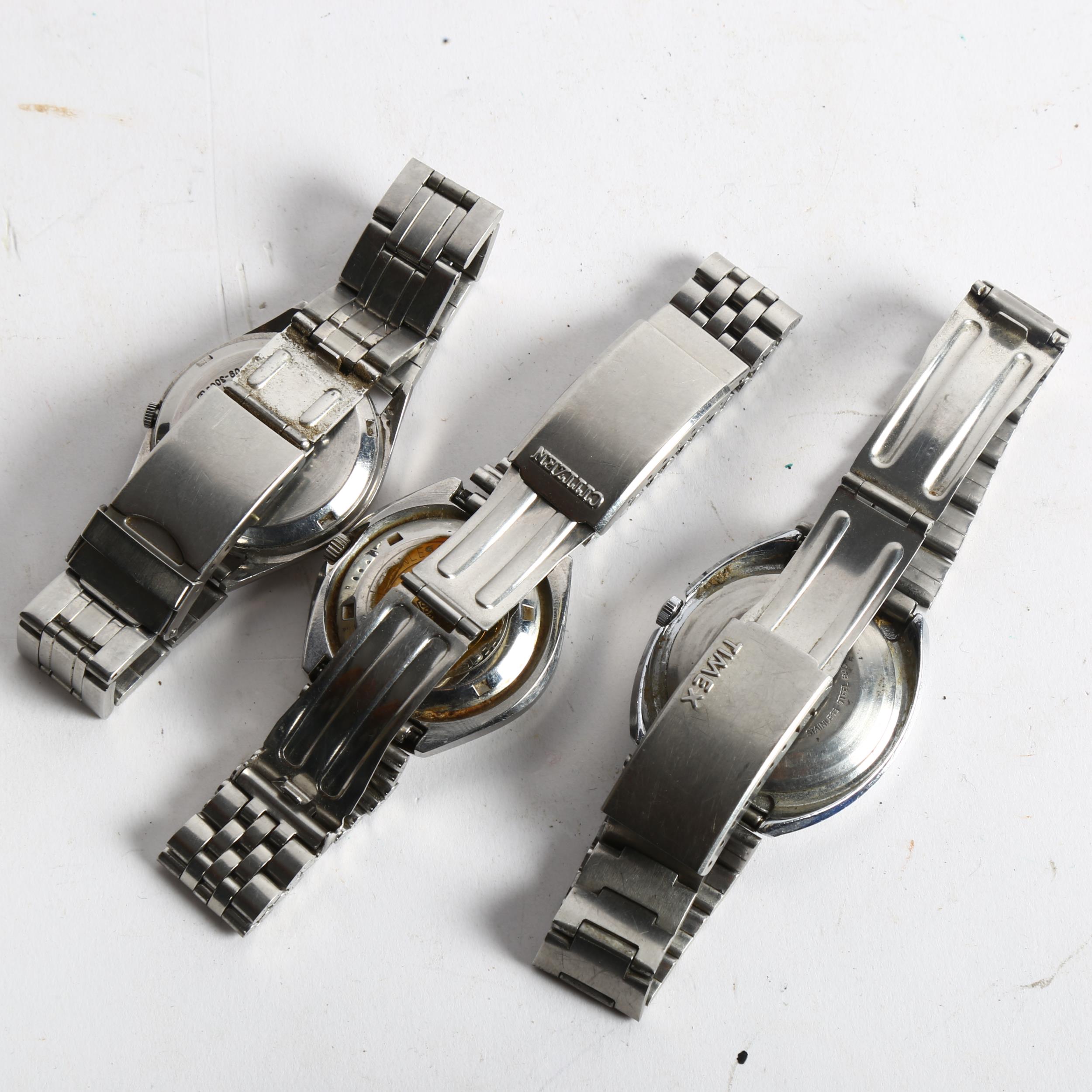 3 mid-century gent's wristwatches, including a Citizen and Seiko automatic, and a Timex wristwatch - Bild 2 aus 2