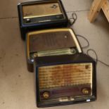 3 mid-century Bakelite radios, including Bush, Ferguson and Philips, radios are in A/F condition