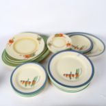CLARICE CLIFF - "Solomon's Seal" Bizarre dinner plates and side plates, and an oval meat plate (20)