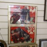 2 Russian propaganda posters, framed, each height 61cm