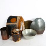 Studio pottery vases, bowls and jar
