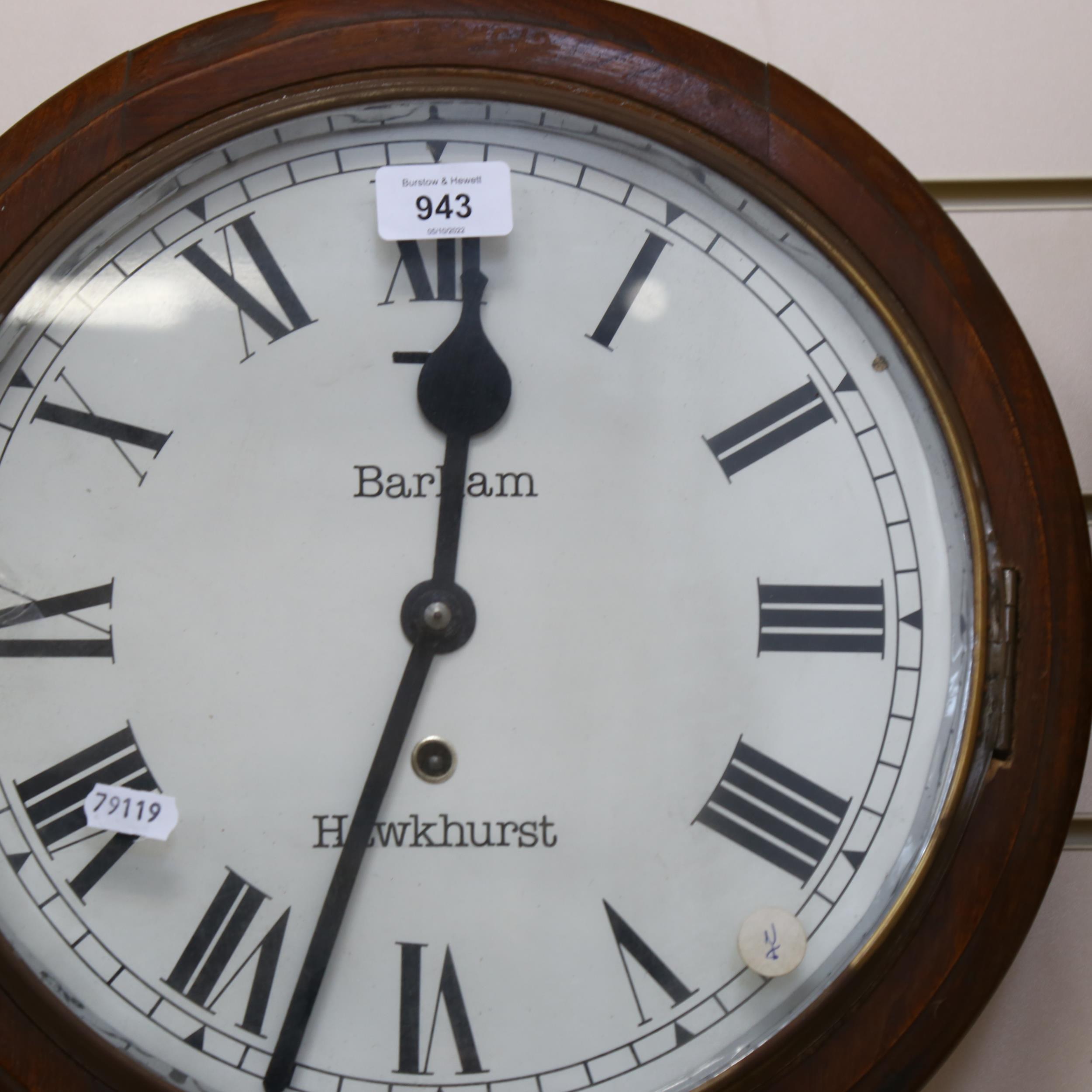 BARLAM HAWKHURST - an early 20th century 8-day dial wall clock, no key or pendulum, case width 37cm - Bild 2 aus 2