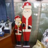2 Vintage carved and painted wood freestanding Father Christmas figures, tallest 120cm