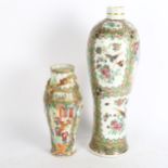 2 Chinese Canton famille rose baluster vases, with gilded and enamel decoration, tallest 43cm Both
