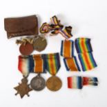 A set of 3 First World War Service medals, to L-20112 Gunner J G Cox Royal Artillery, associated dog