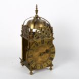 A brass lantern clock, 36cm