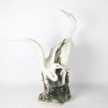Lladro sculpture of 2 egret amongst reeds, height 57cm