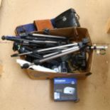 A quantity of various Vintage cameras and hand-held cameras, including Canon 360 digital video