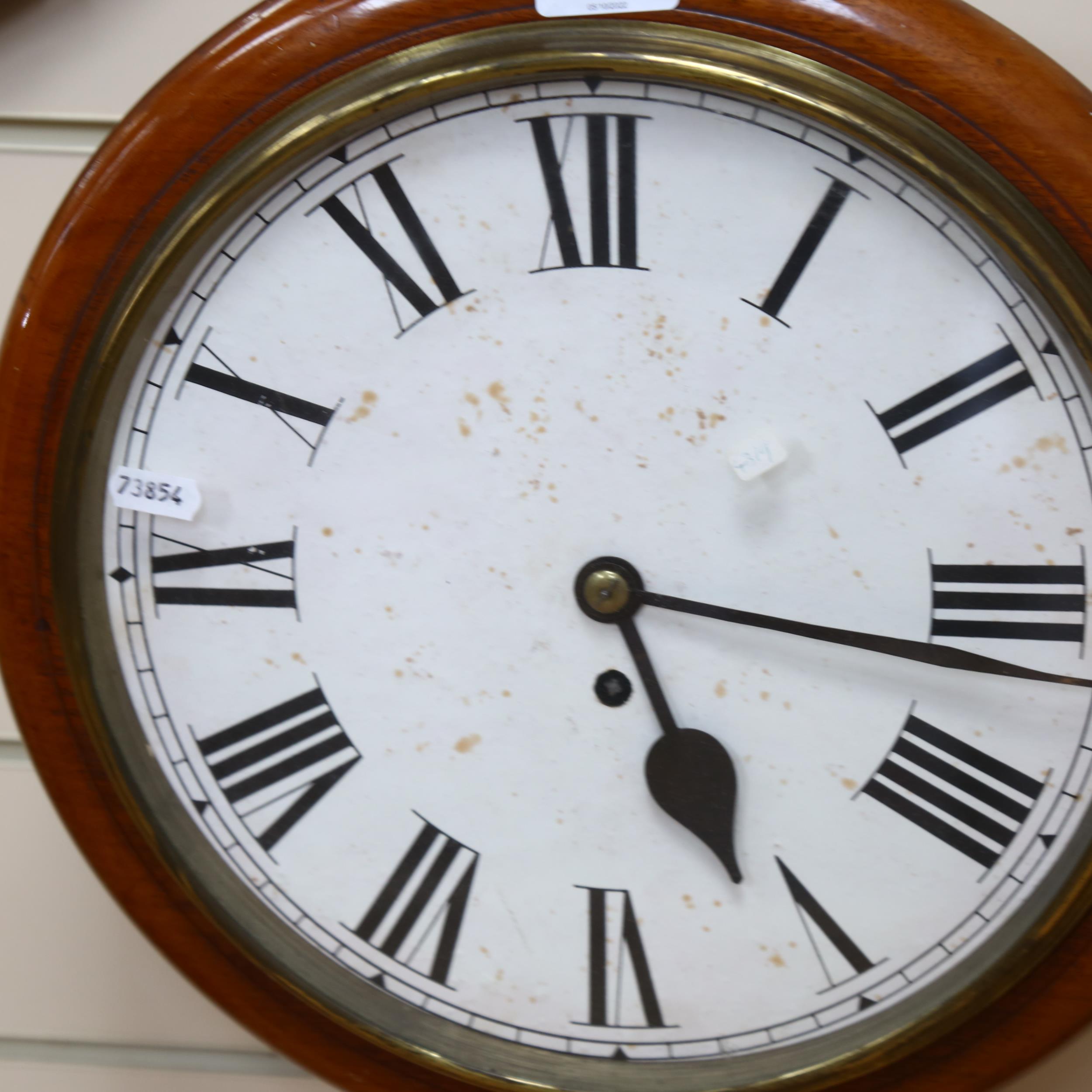 A Victorian mahogany-framed dial wall clock, with fusee movement, no key or pendulum, width 38cm, - Bild 2 aus 2