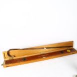 A Rabone Chesterman spirit level in fitted wooden case, and a walking stick