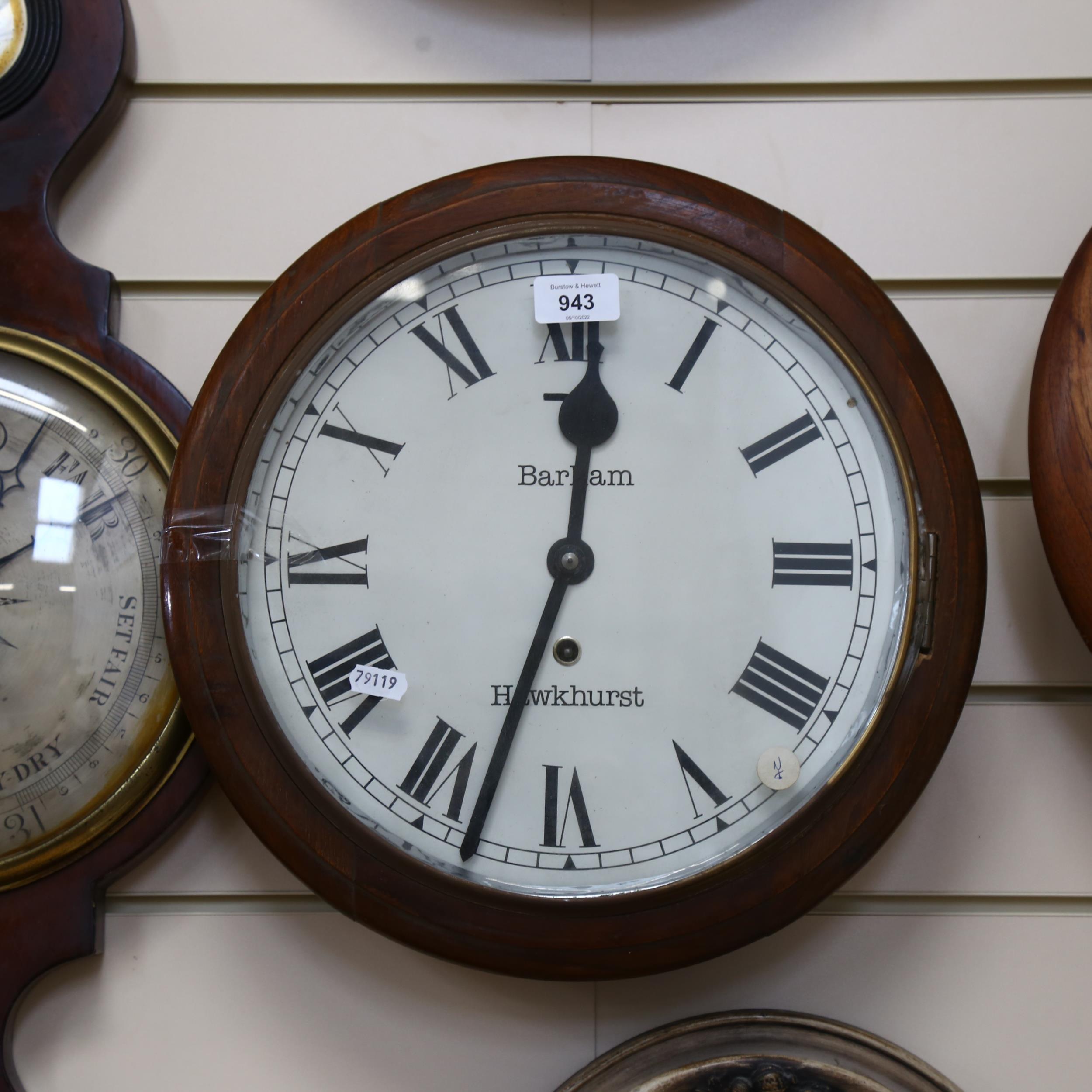 BARLAM HAWKHURST - an early 20th century 8-day dial wall clock, no key or pendulum, case width 37cm