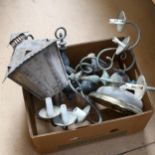 A quantity of Vintage lighting, mostly brass wall-hanging, including a lantern style fixing