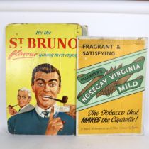 4 early 20th century cardboard pictorial cigarette advertising signs, including St Bruno, Digger