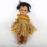 Vintage German Schoenau & Hoffmeister porcelain-headed doll with jointed limbs, height 22cm