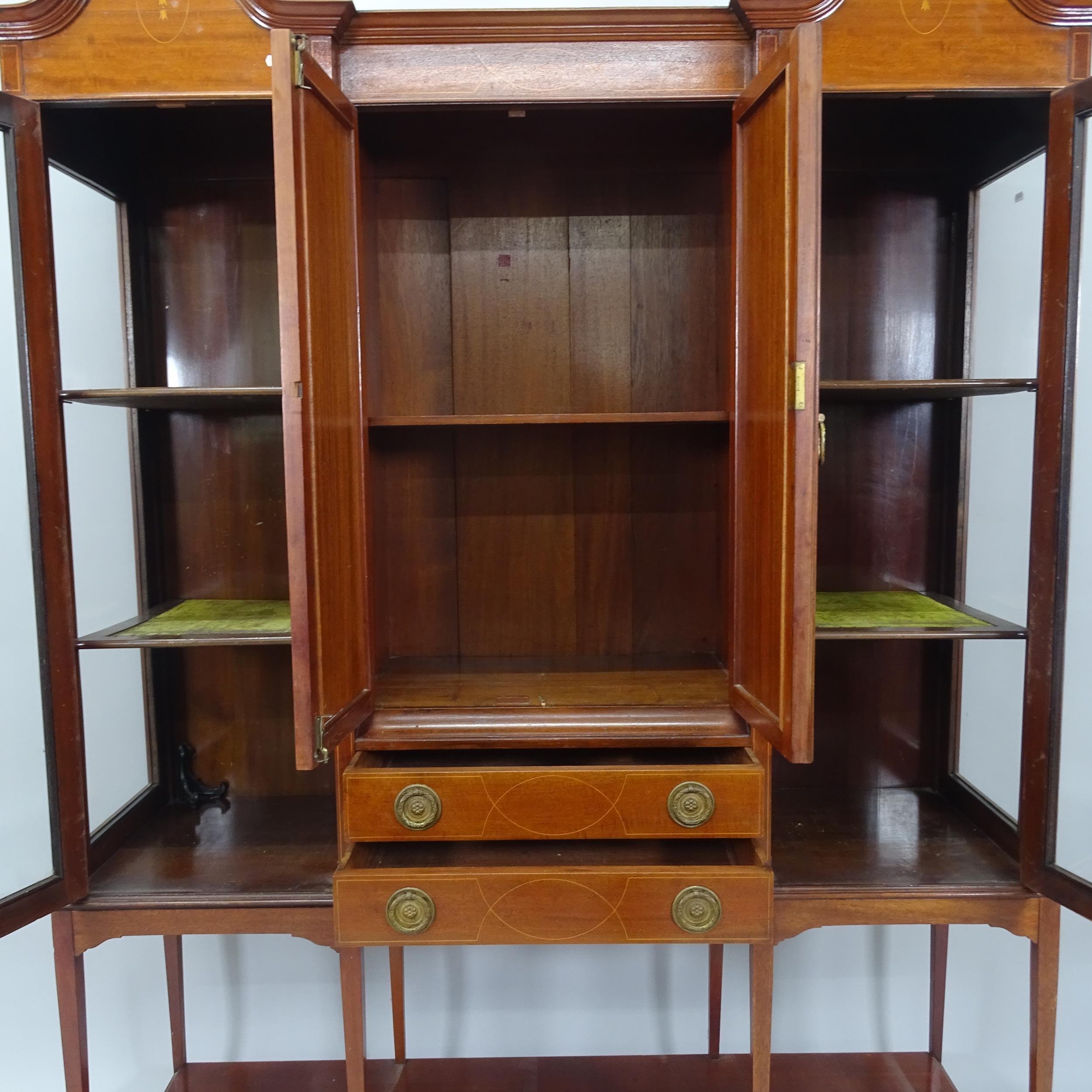 A 19th century mahogany inverted break-front cabinet on stand in 2 sections, 141cm x 195cm x 43cm - Image 2 of 2